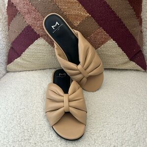 Marc Fisher Beige Knotted Slide Sandals
